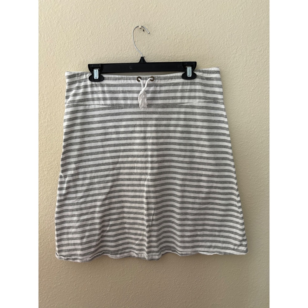 Gap Womens Gray White Striped Cotton Drawstring Mini Skirt Size L 
A1132
